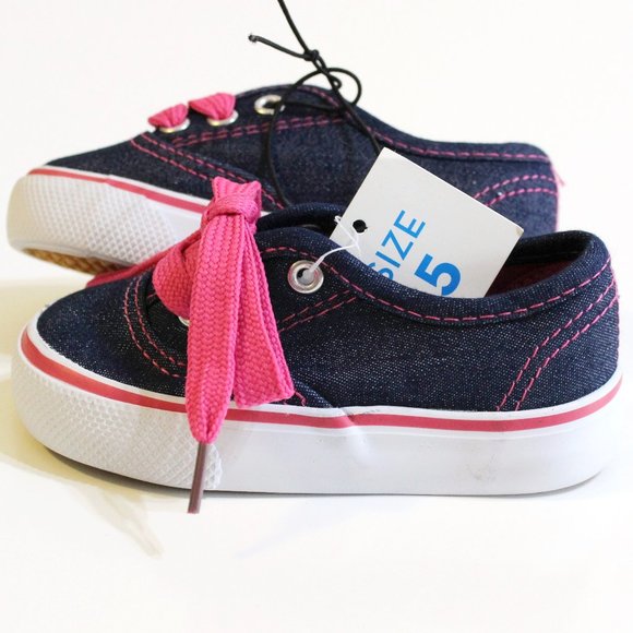 Kidgets Girl's Denim Canvas Sneakers Infant Size 5 - Picture 2 of 5
